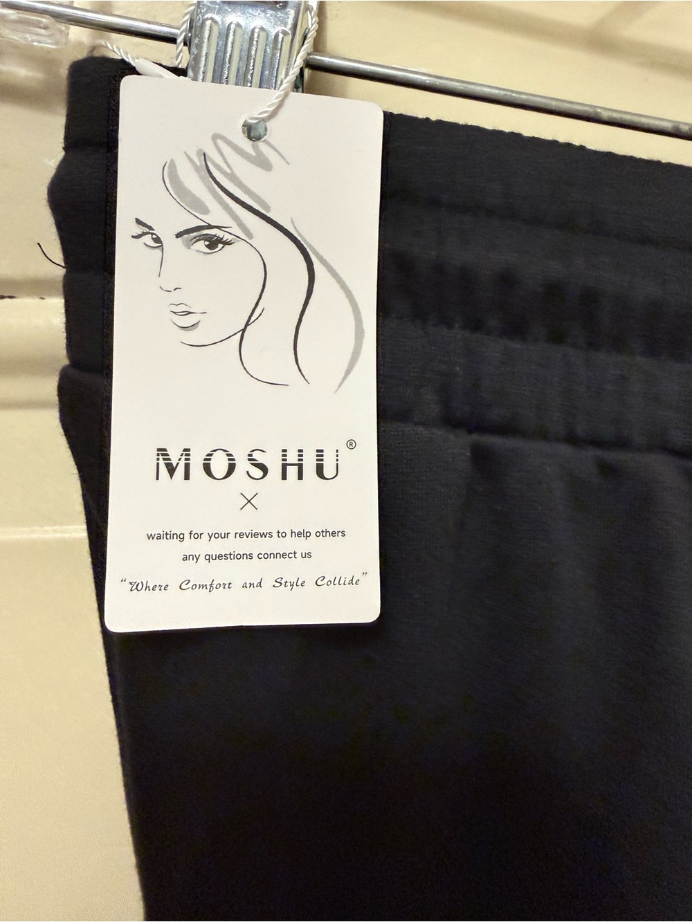 Moshu Black Knit Pull-On Pants Size Large - Picture 6 of 6